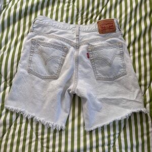 Levi's White Frayed Denim Cutoff Shorts